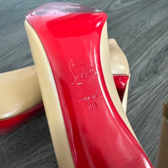 Christian Louboutin Condora 85 mm Nude Leather Pumps 39 Tan Heels with Box - Picture 7 of 8